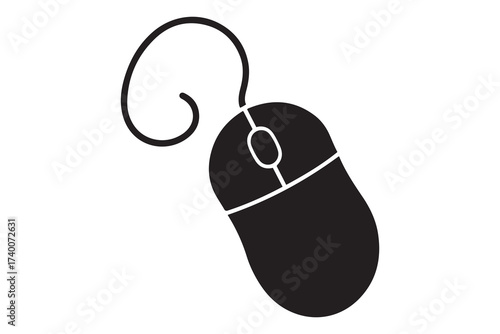 Silhouette of a computer mouse. Vector Black silhouettes. with white background