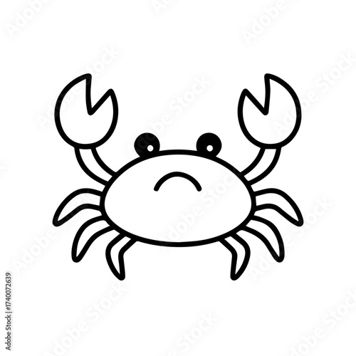 vector line icon sad crab on a white background
Vector animal character emotion, including joy and sadness