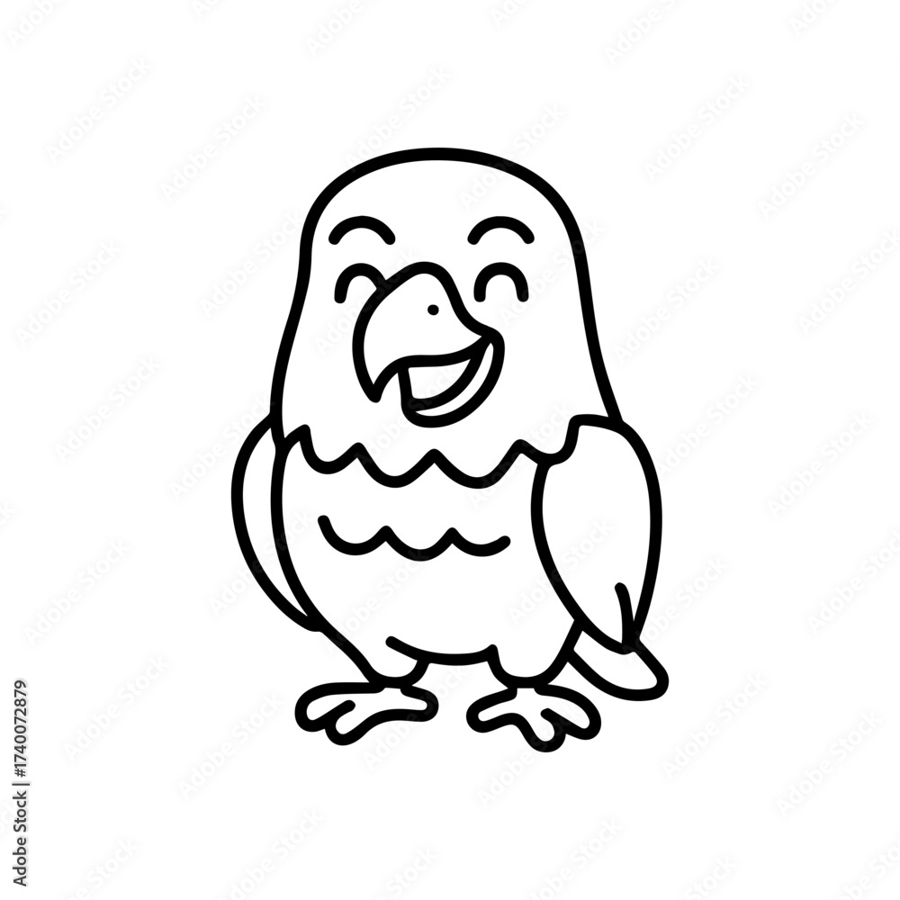 Fototapeta premium vector line icon happy eagle on a white background Vector animal character emotion, including joy and sadness