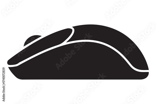 Silhouette of a computer mouse. Vector Black silhouettes. with white background