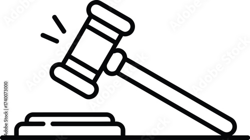 Gavel striking sound block, isolated on white background