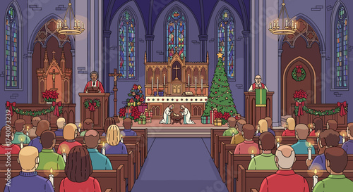 A Peaceful Christmas Eve Celebration in a Church