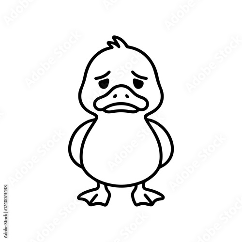 vector line icon sad duck on a white background
Vector animal character emotion, including joy and sadness
