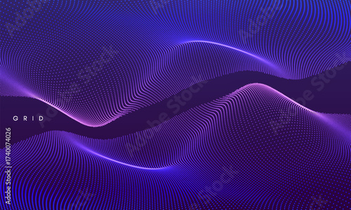 Abstract science or technology background. 3D grid surface. Illustration for brochure, poster, cover, card, presentation, flyer or banner.
