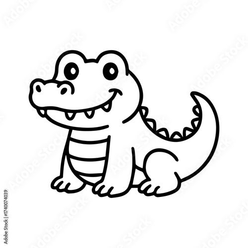 vector line icon happy crocodile on a white background
Vector animal character emotion, including joy and sadness