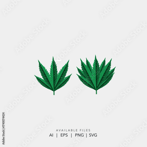 Medical cannabis leaf logo vector template, Simple green marijuana plant icon design, Modern hemp business emblem graphic