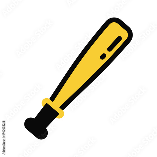 Simple cartoon illustration of a bright yellow american football with black laces and stripes