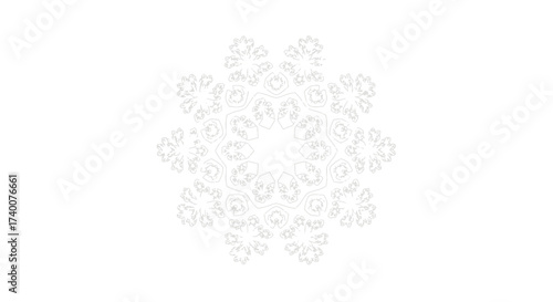 Elegant white snowflake mandala design on a clean white background providing a serene and delicate