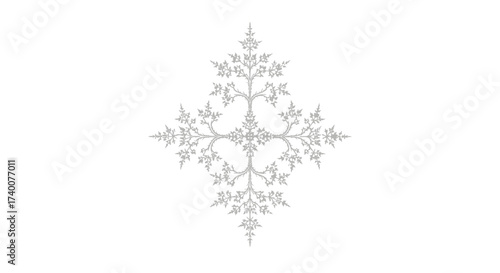 Delicate silver fractal design evokes nature's patterns and geometrical elegance for art projects