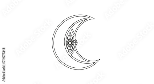 Elegant crescent moon design with intricate geometric pattern suitable for various designs