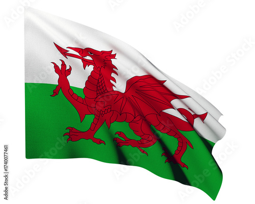 Realistic 3D Rendering Waving National Flag