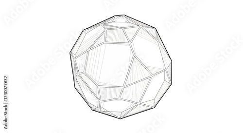 Abstract Geometric Sphere with Intricate Line Work on Clean White Background Design