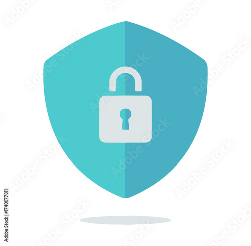 Shield with Padlock Icon – Cybersecurity, Privacy Protection, and Secure Access Symbol Vector Illustration