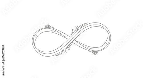 Elegant infinity symbol design with decorative floral accents on a white background