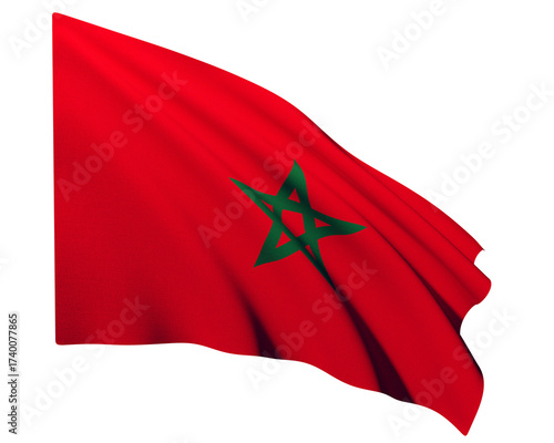 Realistic 3D Rendering Waving National Flag