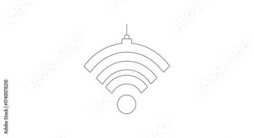 Minimalist line drawing of wifi signal indicator combined with a hanging light fixture