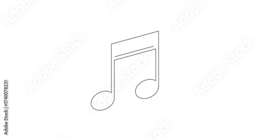 Isolated musical note illustration on a white background representing harmony and melody, simple
