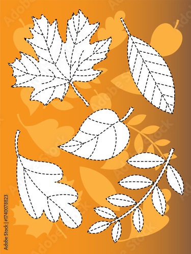 Autumn leaves. Drawing lessons. Writing lessons. Preschool education.