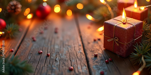 christmas decoration on wooden background