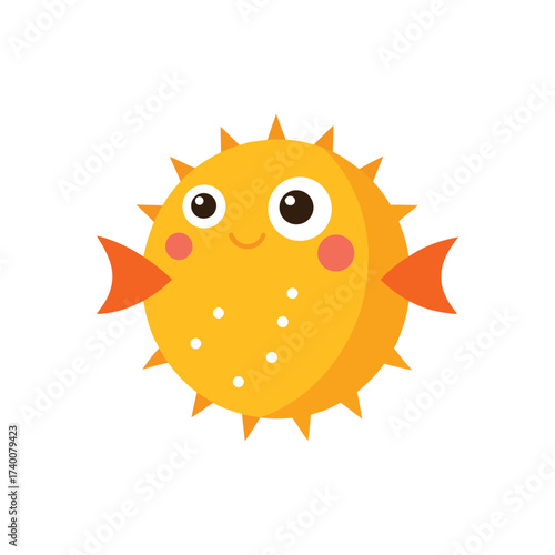 A colorful puffer fish vector art illustration