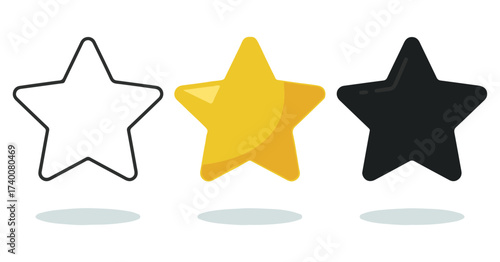 Rating Star Icon Set – Symbols for Review, Feedback, and Quality Score in UI Design