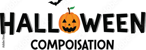 Spooky Halloween text with a jack-o'-lantern and bat creates a festive holiday feel.