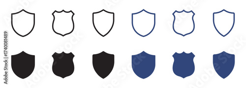 sheild icon set in line and silhouette style, vector illustration . 