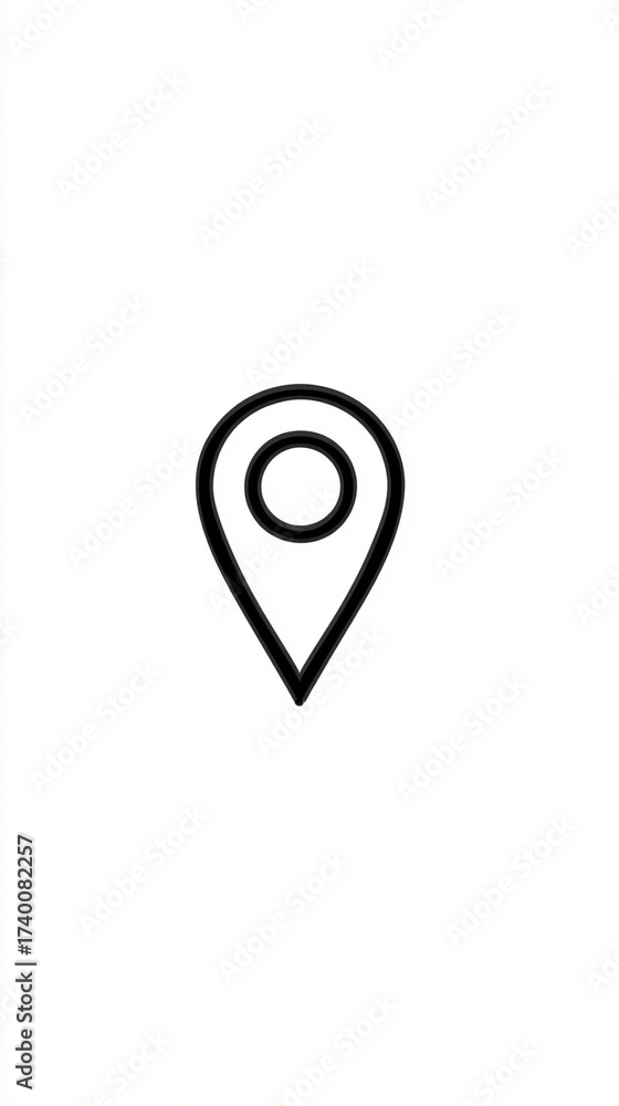 Fototapeta premium Minimalist map pin icon on a clean background, representing location, navigation, GPS, or place marker for digital and print design.