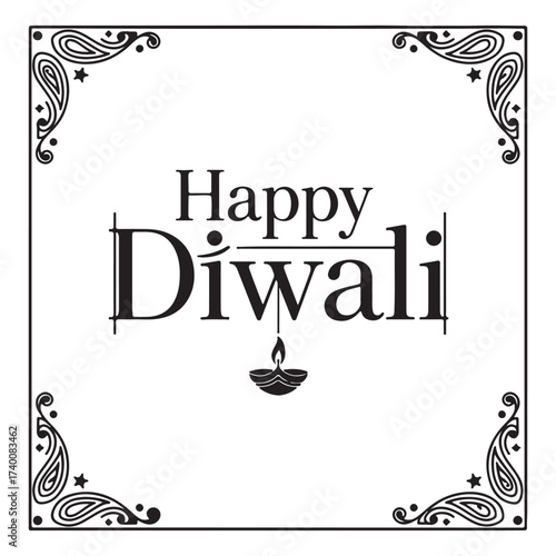 Fotografie Fashion-style Happy Diwali silhouette typography set