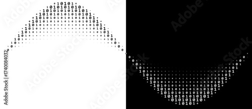 Abstract background with zeros and ones numbers in wave. Big data concept.