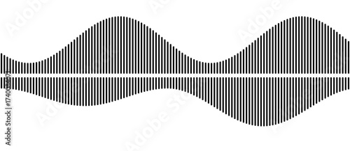 Abstract art geometric background with vertical lines. Optical illusion with waves and transition.
