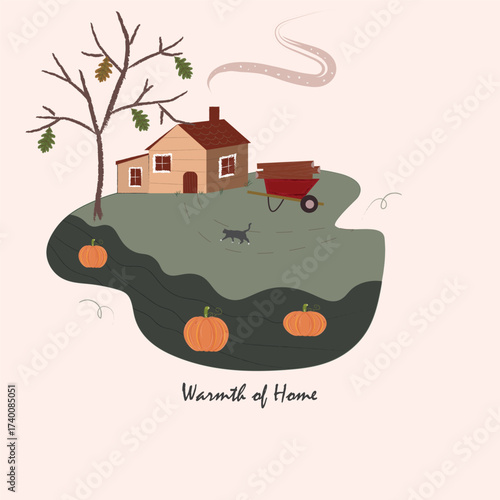 Cozy Autumn house with Pumpkins