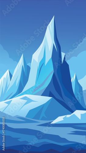 Majestic glacier glistens under brilliant cloudless sky vector eps vector