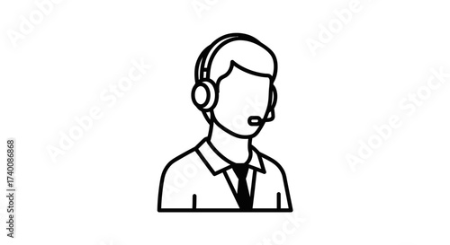 Vector art of customer service representative with headset