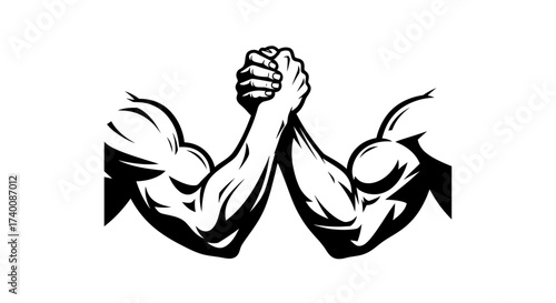 Vector art of arm wrestling competition, strong arms