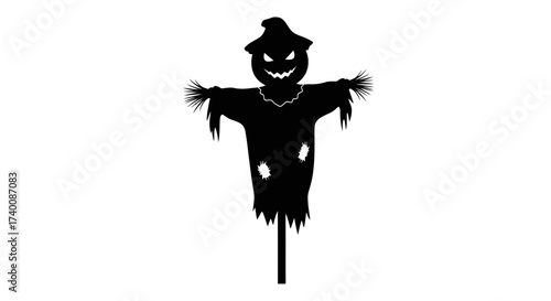 Vector art of spooky scarecrow silhouette for halloween design