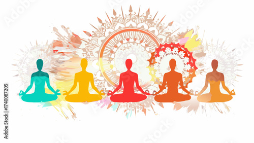 Find Your Inner Peace with Colorful Yoga Poses and Mandala Art - Embrace Mindfulness, Balance, and Spiritual Well-being for a Healthier Lifestyle