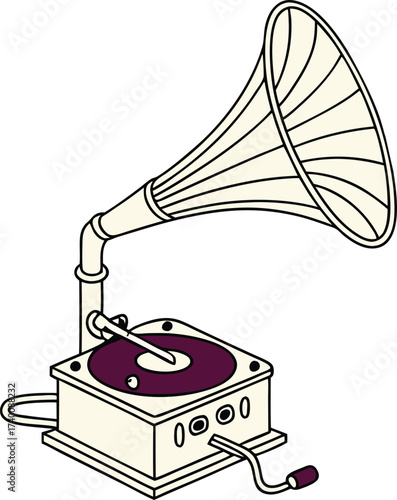 Vintage gramophone plays music, evoking nostalgia and classic sound experiences