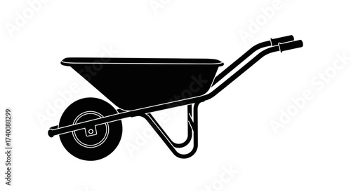 Vector art of wheelbarrow silhouette for gardening and construction