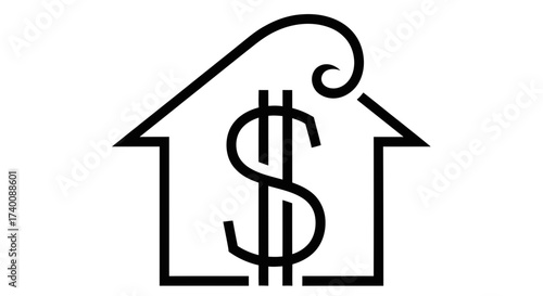 Vector art of house with dollar sign inside