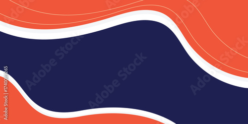 Background waves shapes and lines. Geometric memphis banner. Orange and blue colors. Business and promotion template