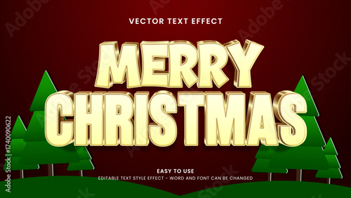 merry christmas editable text effect 3d vector