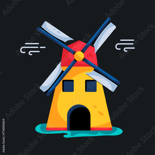 Windmill Vector Illustration