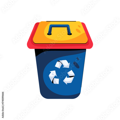 Recycling Bin with Lid Illustration