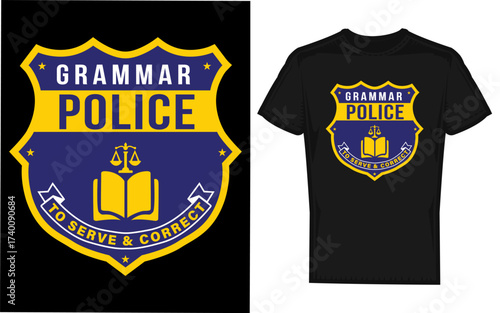Funny english grammar literary tee silhouette design with typographical elements and punctuation marks