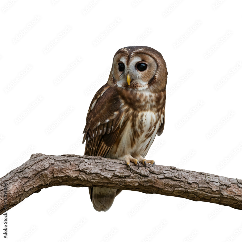 Obraz premium Perched Spectacled Owl transparent background