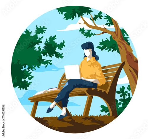 Businessman on a chair with a laptop in an office is the person doing business work