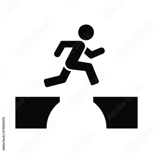 Silhouette of a person jumping over a gap representing a challenge