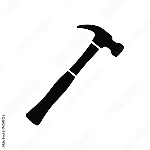 Black silhouette of a claw hammer on a white background