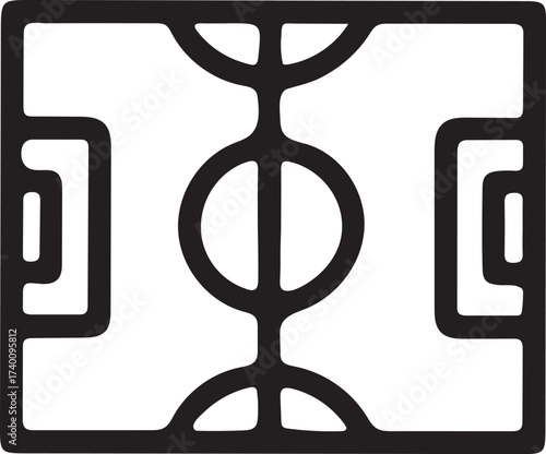 Simple stadium icon representing sports fields and game areas for play and competition